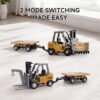 miniature-forklift-loading-game-office-desk-toy Miniature Forklift Performing Loading Game On Office Desktop