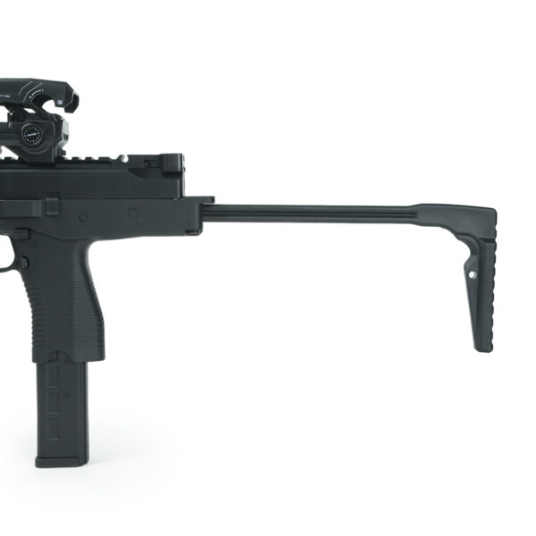 MP9 Gel Blaster Retractable Stock Close-Up Tactical Use -Orbeezgun