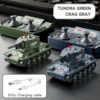 Gray And Green Mini RC Tank Set With Dual Controllers And Type-C Charging Cables -Orbeezgun