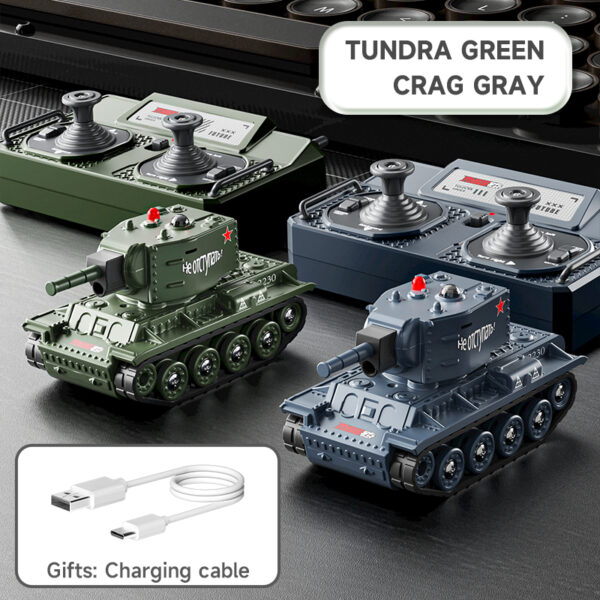 Gray And Green Mini RC Tank Set With Dual Controllers And Type-C Charging Cables -Orbeezgun