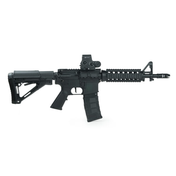 M4A1 Gel Blaster Side View with Tactical Optics Showcasing realistic design with adjustable stock and tactical optics for precision -Orbeezgun