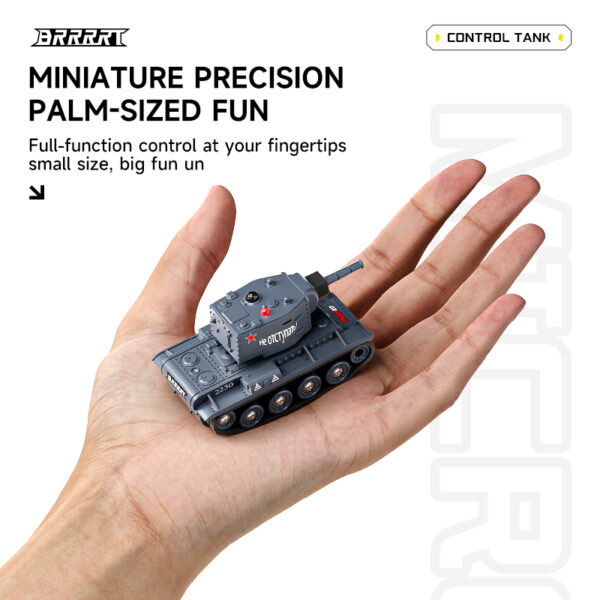 1/64 Scale Grey RC Tank Shown In The Palm Of A Hand -BRRRRT