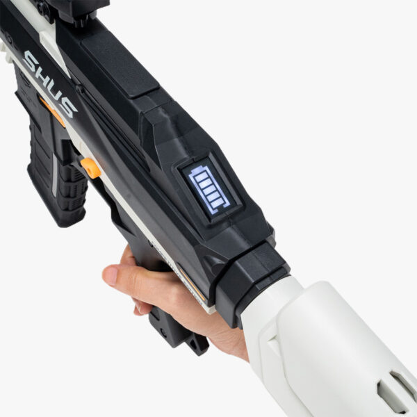 Modular Patronus Gel Blaster Toy Close Up of Battery Indicator Power Monitoring Long Lasting Use - Orbeezgun