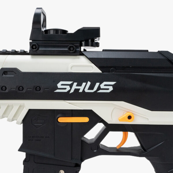 Modular Patronus Gel Blaster Toy Close Up of Scope and Trigger Targeting Efficiency Fast Action - Orbeezgun