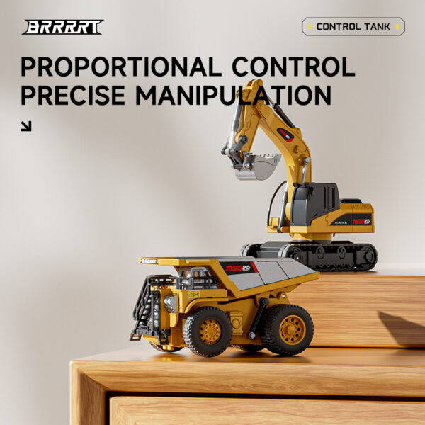 Mini Excavator and Dump Truck - Remote-Controlled with Precise Functionality-Orbeez Gun