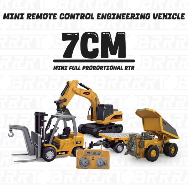 Mini-Remote-Control-Engineering-Vehicle - New-Upgrade-With-Trailer-Attachment 1/64 Mini RC Excavator & Dump Truck Toy Set