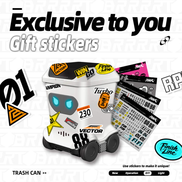 Mini RC Trash Can with Custom Stickers - Personalizable Design