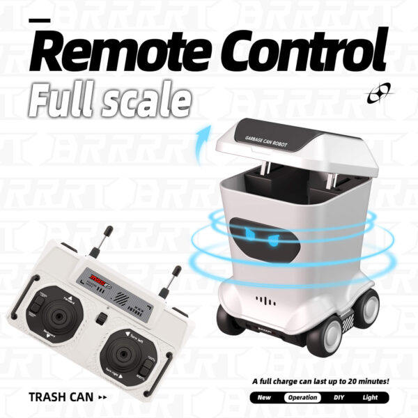 Mini RC Trash Can with Long Battery Life - Full-Scale Contro