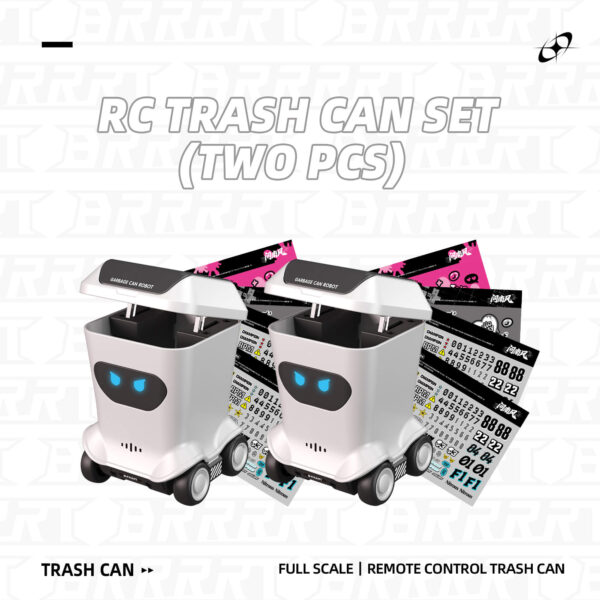 Mini RC Trash Can Set with Two Units and Stickers